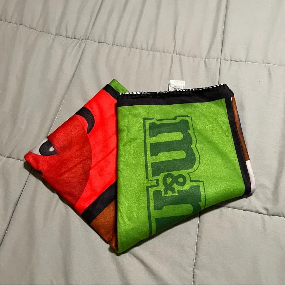 M&Ms Fleece Throw Blanket 62X48 Soft Thin Chocolate Candy Color Block